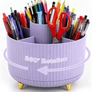 Rotating desk organizer with 5 compartments